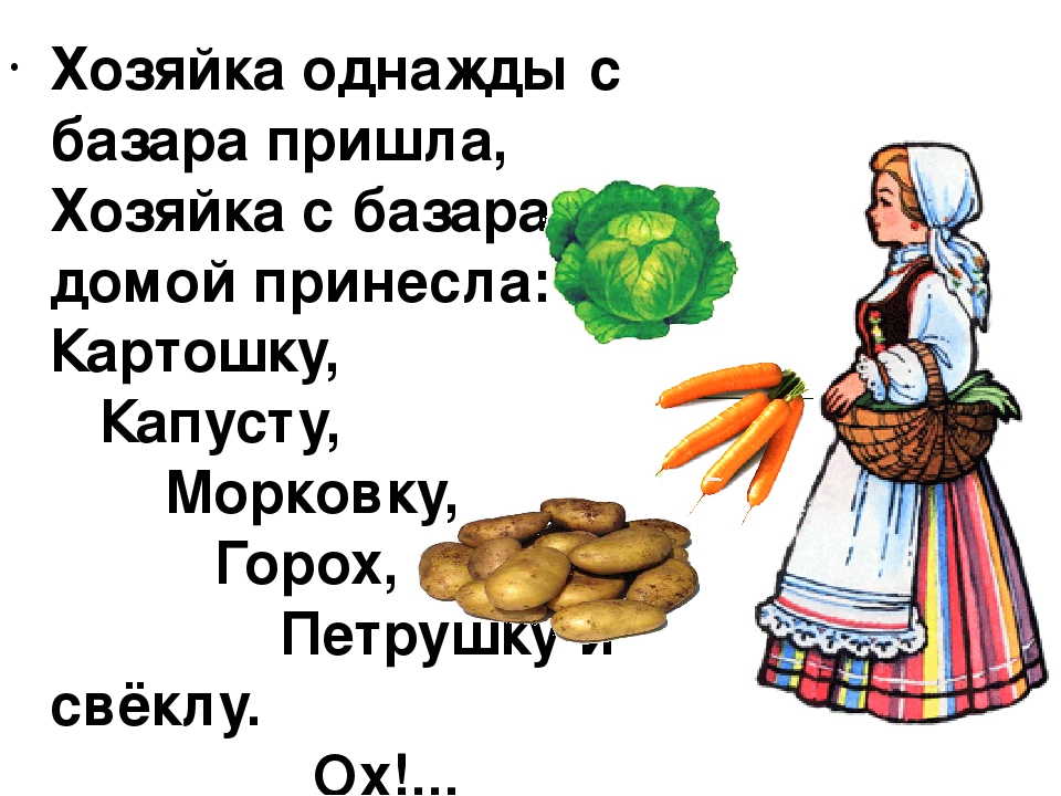 Несу домой. Стихотворение хозяйка с базара. Стихотворение хозяйка однажды с базара пришла. Стихотворение овощи хозяйка однажды с базара. Хозяйка с базара домой принесла стих.