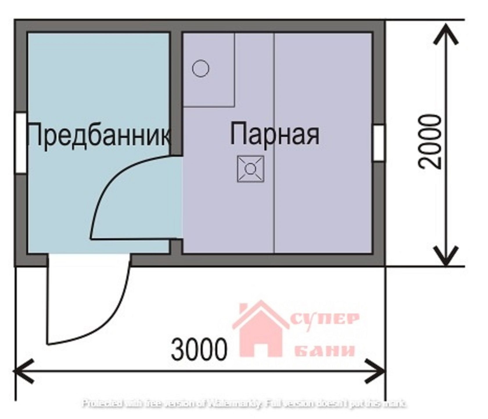 Планировка бани 3х2.5